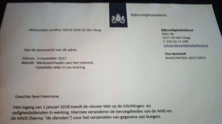Brief ‘Rijksveiligheidsdienst’ blijkt stunt van Bits of Freedom inzake sleepnetwet