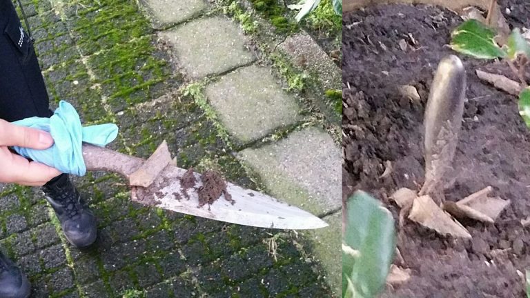 Man laat bij zien politie groot mes achter in plantsoen