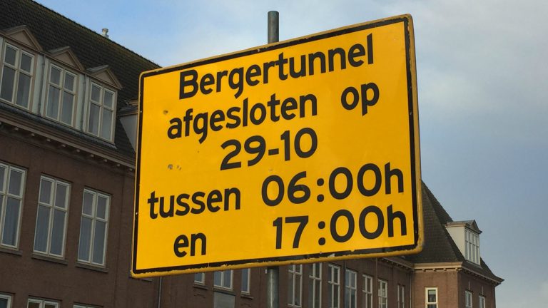 Bergertunnel Alkmaar 29 oktober afgesloten