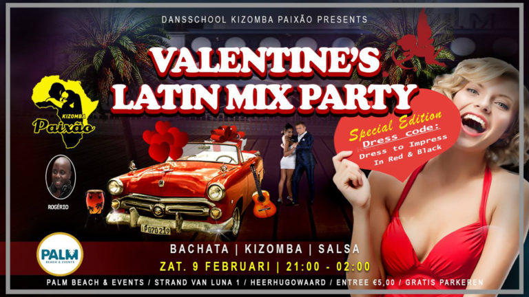Valentine’s Latin Mix Party op 9 februari bij Palm Beach & Events ?