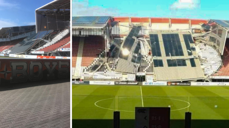 Dak AZ-stadion gedeeltelijk ingestort