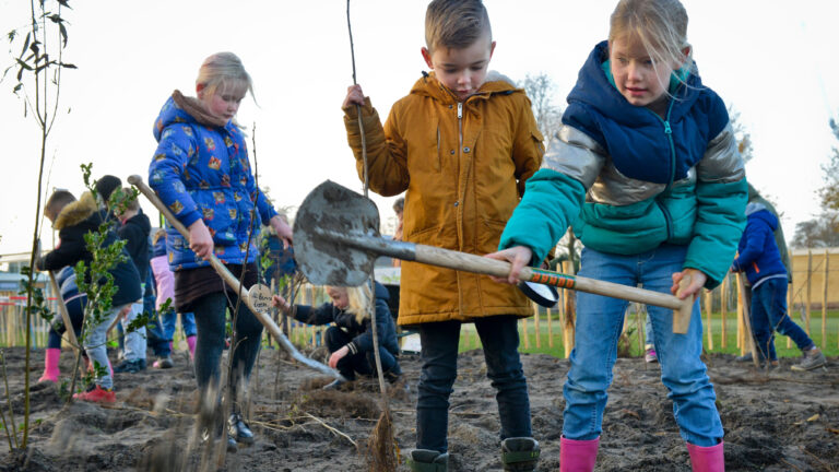 Leerlingen van De Regenboog en Durv planten derde Tiny Forest in Alkmaar