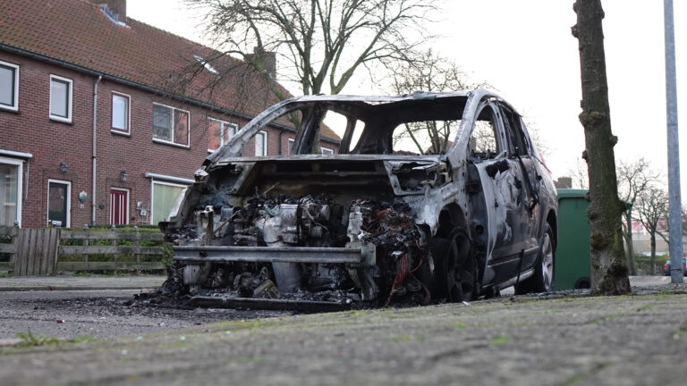 In Rheinvis Feithlaan geparkeerde auto brandt uit; mogelijk brandstichting