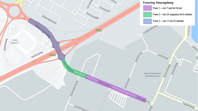 Van 7 juni tot 22 oktober reconstructie van Smaragdweg in Alkmaar
